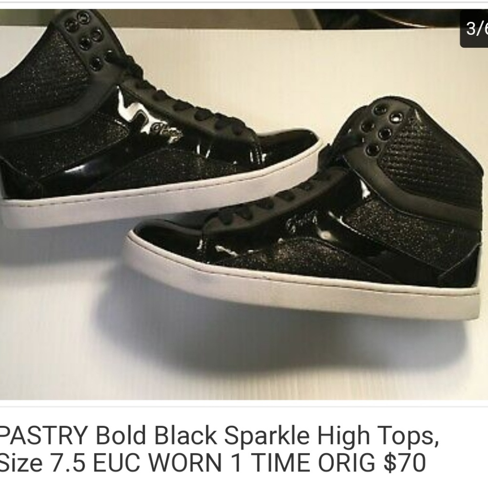 Pastry womans bold black sparkle high top